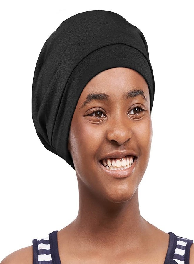 Alnorm Kids Beanie Sleep Hats Bonnet for Night Sleeping Skull Cap to Keep Hair Smooth Adjustable Black - Image 4